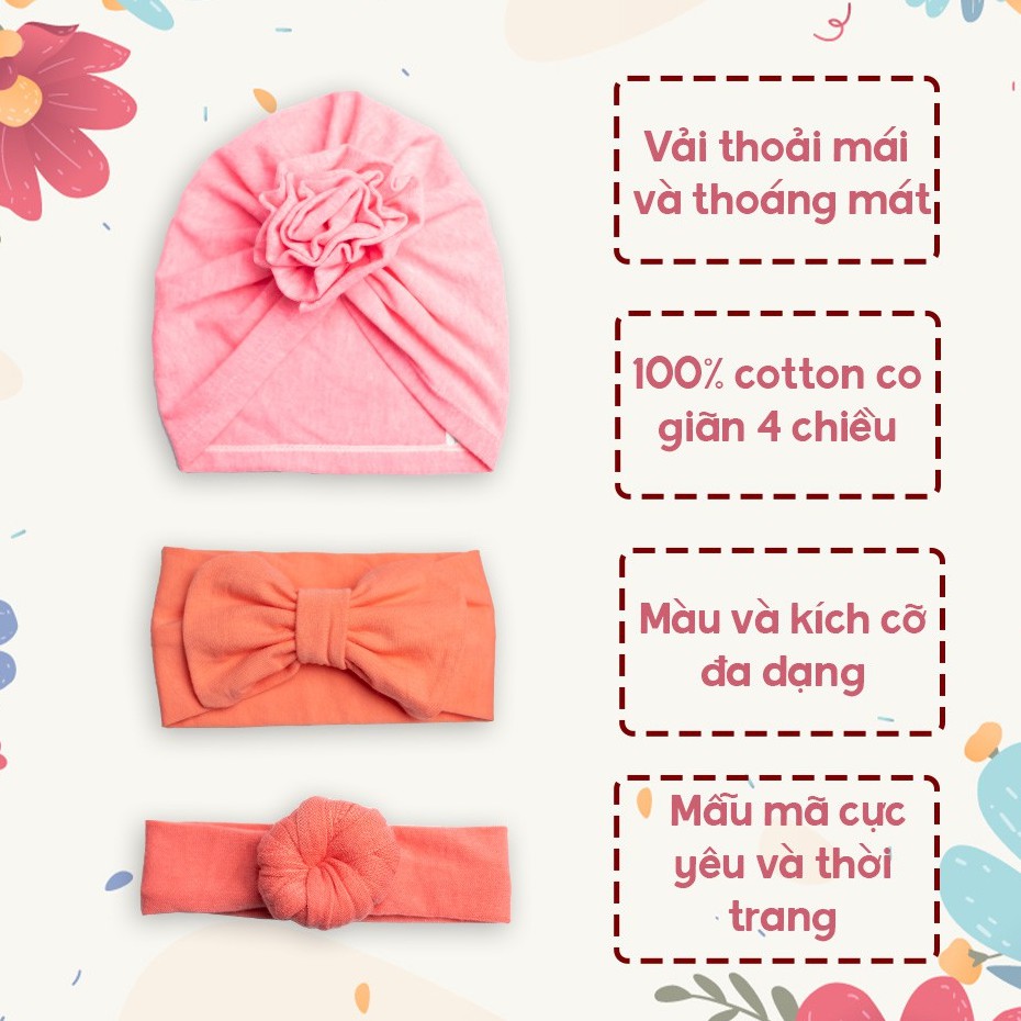 Turban, Băng Đô Nơ Vải Cotton Siêu Mềm Đẹp Cho Bé ( Đủ Size)