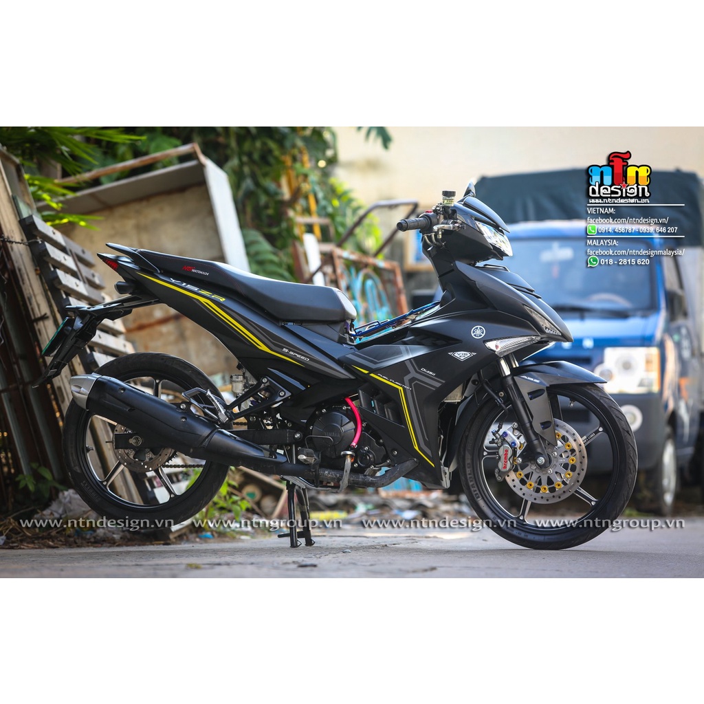 Tem Rời Dán Xe Exciter 150 Mẫu Chỉ Chữ Y15ZR Vàng Đen Xám Cực Chất, Hàng 3 Lớp Chất Lượng Cao