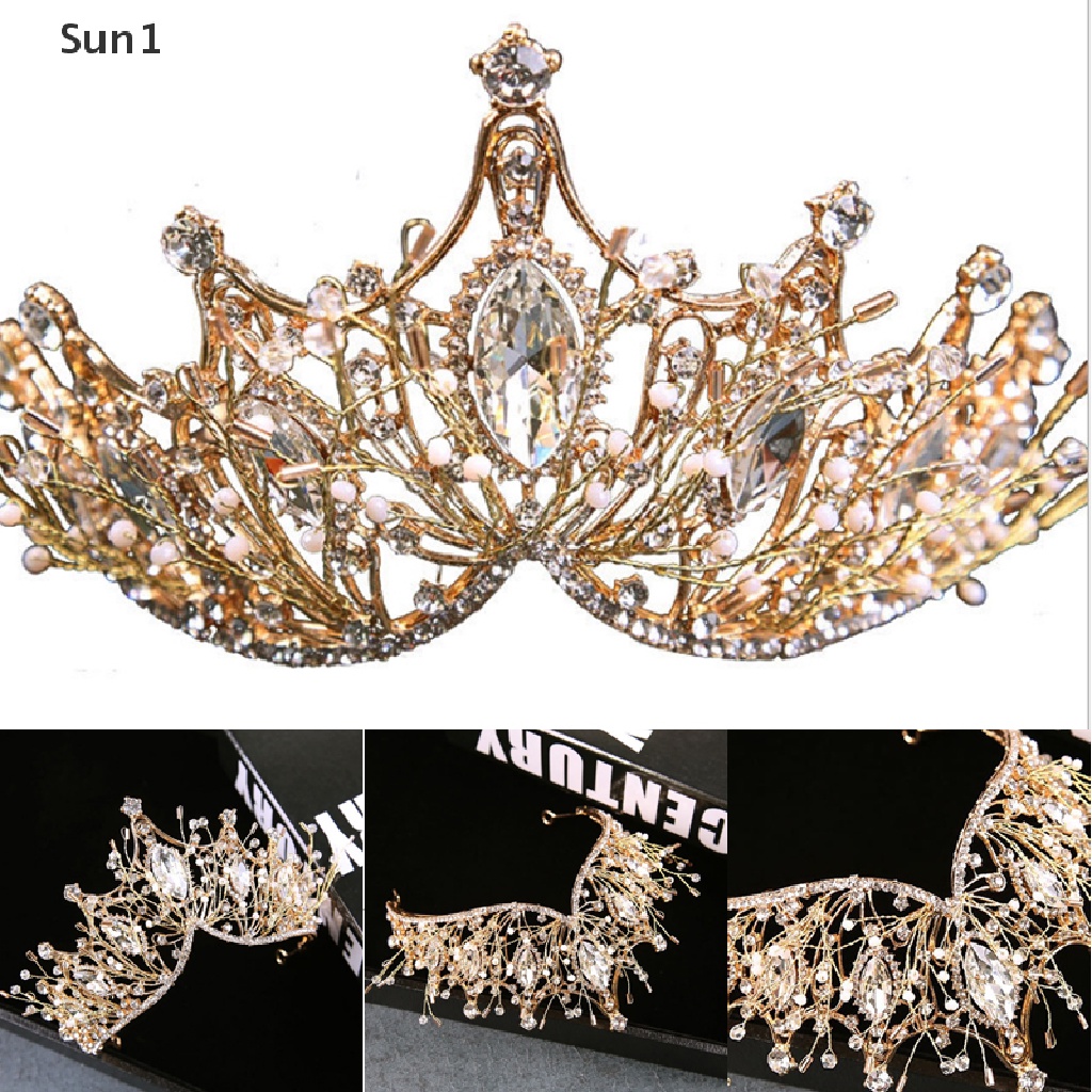 Sun1 &gt; Vương Miện Cô Dâu Đính Đá Quý Nhân Tạo Phong Cách Baroque Thời Trang
