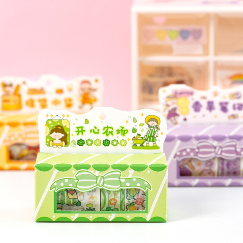 Cuộn Băng Dính Washi Hình Cô Gái Vui Nhộn Trang Trí Sổ Lưu Niệm