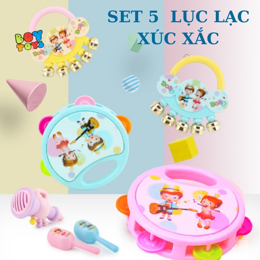 Bộ Đồ Chơi Xúc Xắc Lục Lạc 5 Món Cho Bé Yêu