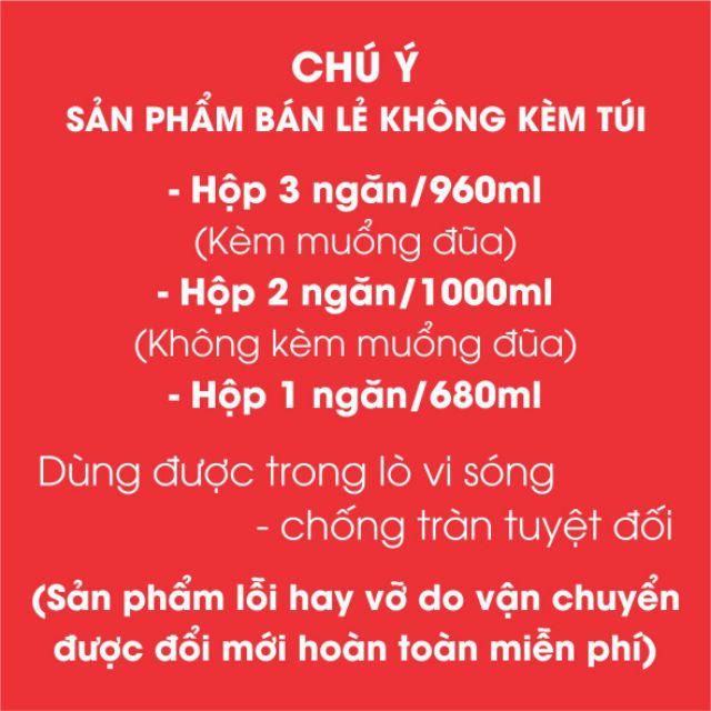 [BÁN LẺ - GHÉP THÀNH BỘ] Hộp cơm văn phòng có chia ngăn - Túi đựng giữ nhiệt - Bộ muổng đũa