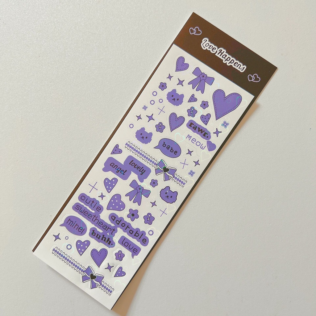 Tấm sticker laser họa tiết thỏ, tình yêu