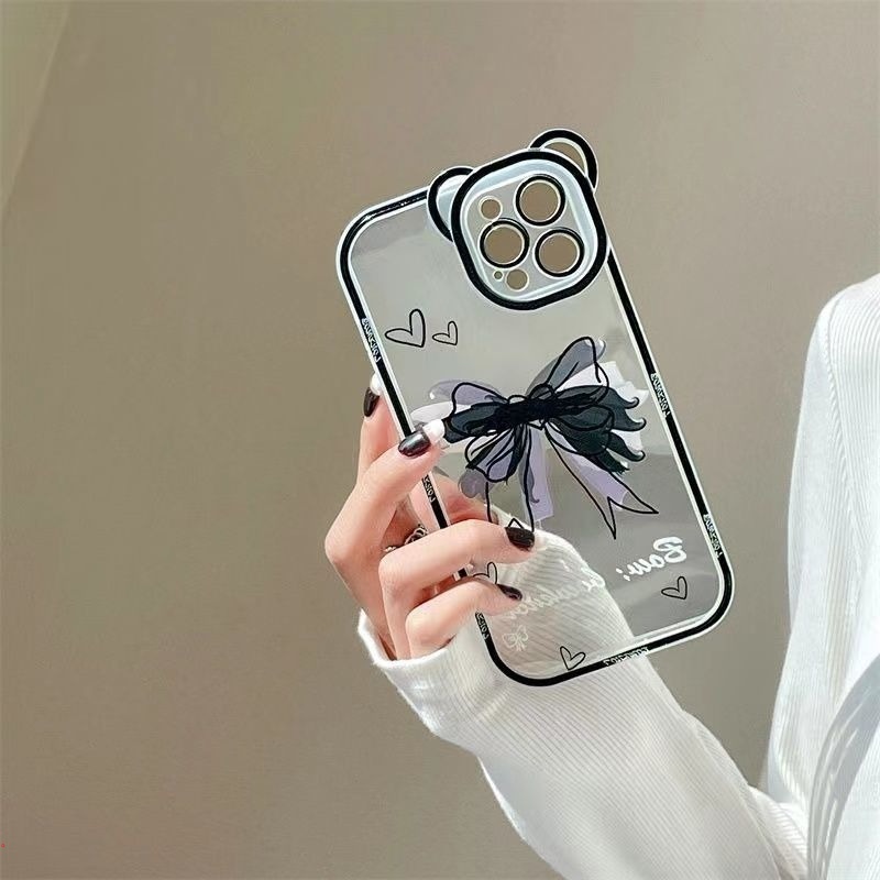 Ốp Điện Thoại Mềm Trong Suốt Chống Sốc Đính Nơ Dễ Thương Cho IPhone 13 11 12 Pro Max 6 7 8 Plus X XS Max XR