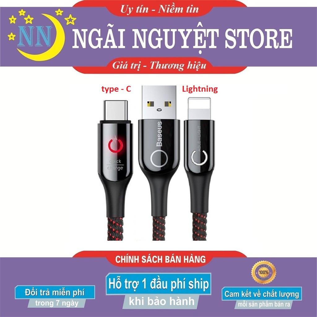 [Freeship toàn quốc từ 50k] Cáp sạc Lightning / Type C tự ngắt thông minh Baseus cho iPhone iPad ...