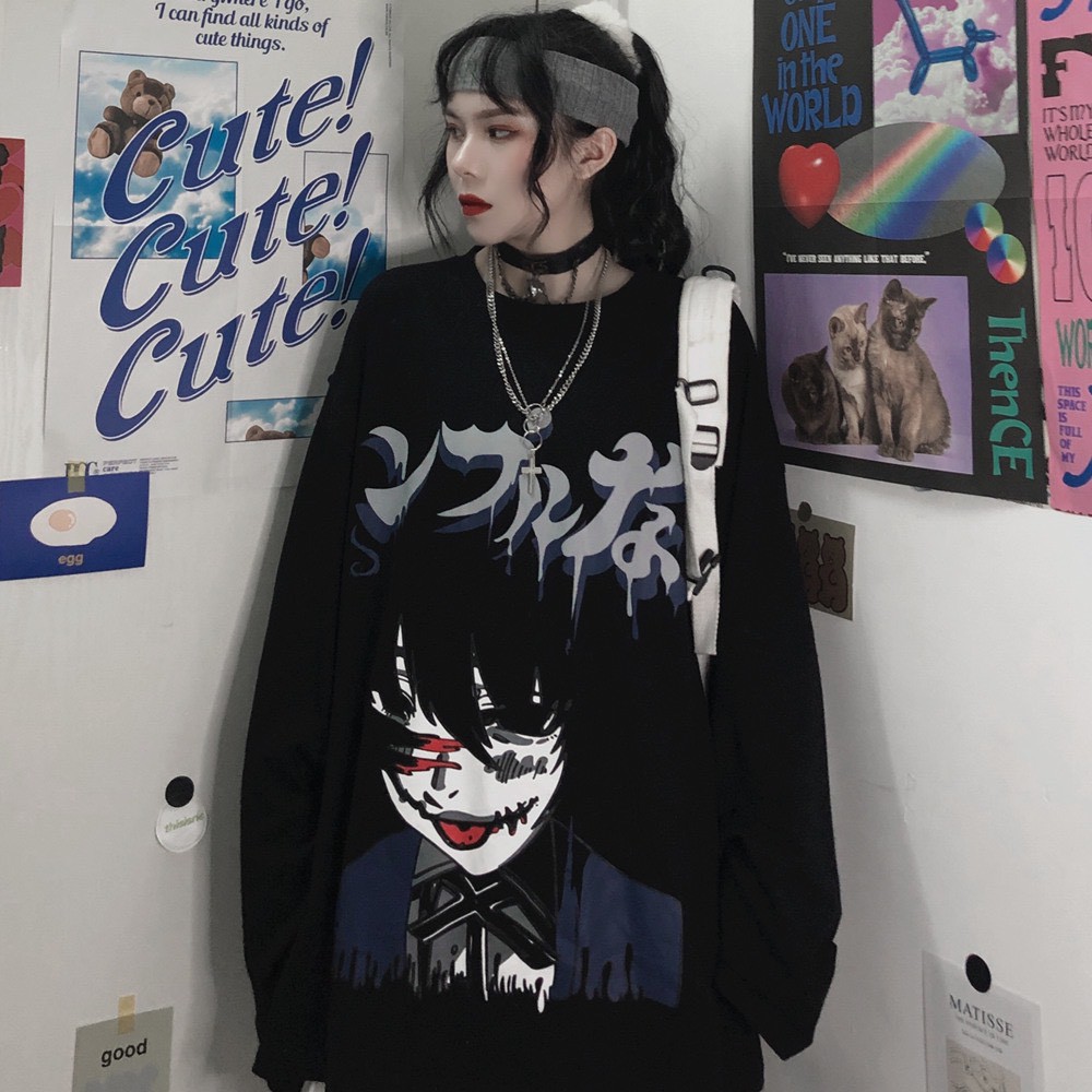 Áo thun tay dài Anime form rộng NEKO.SG, Áo thun Streetwear SWT11