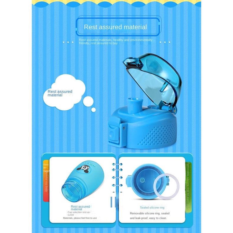 Bình nước cho bé có hoa văn Disney với ống hút ly nước có ống hút