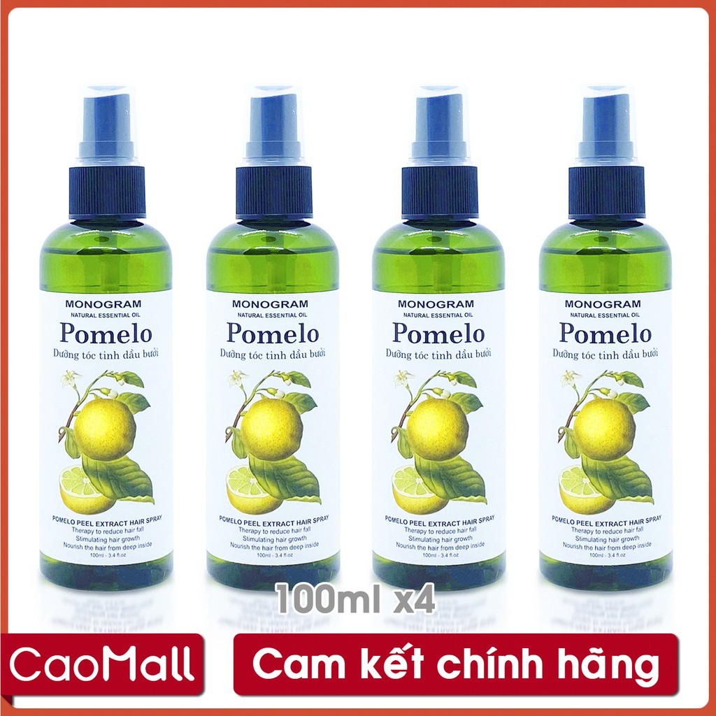 [CaoMALL] - Liệu trình 4 chai Xịt dưỡng tóc Tinh Dầu Bưởi trị rụng tóc Pomelo (100ml x 4)