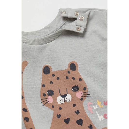 Set bộ bé gái màu lạ hoạ tiết mèo yêu săn sale Uk sz 12-18m, 1.5-2y