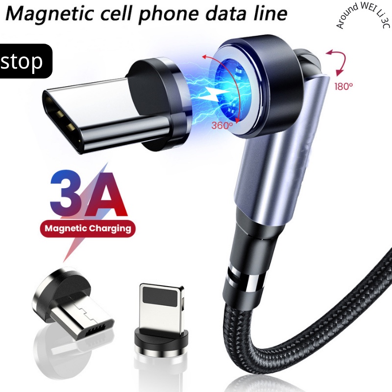 【weili】Dây sạc nhanh 540 °ba trong một / Giao diện Type-c đường dữ liệu từ tính kim đơn Android giao diện đường dữ liệu eo nhỏ Cho Xiaomi Huawei  