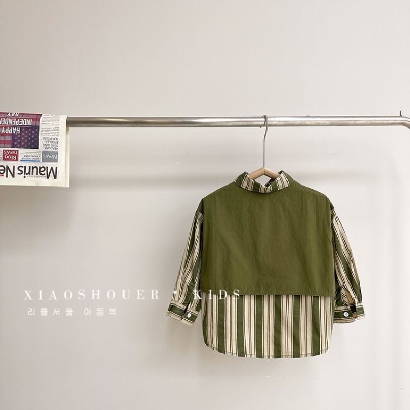 Áo Sơ Mi Dài Tay Họa Tiết Sọc Thời Trang Dành Cho Bé Trai