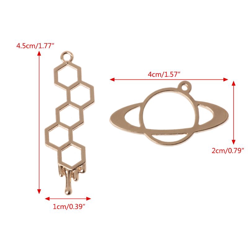 Bộ 5 khuôn đổ nhựa resin làm mặt dây chuyền hình tổ ong/hành tinh