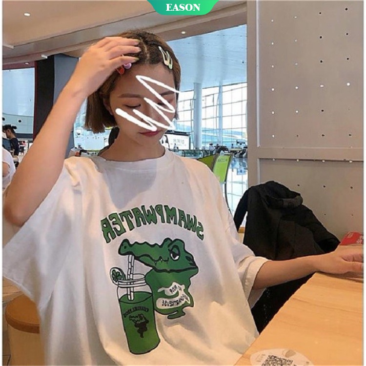 Áo Thun Mùa Hè 2022 Dáng Suông Tay Cộc In Hình Cá Sấu Hoạt Hình Dễ Thương Vui Nhộn Phong Cách Nhật Bản Cho Nữ