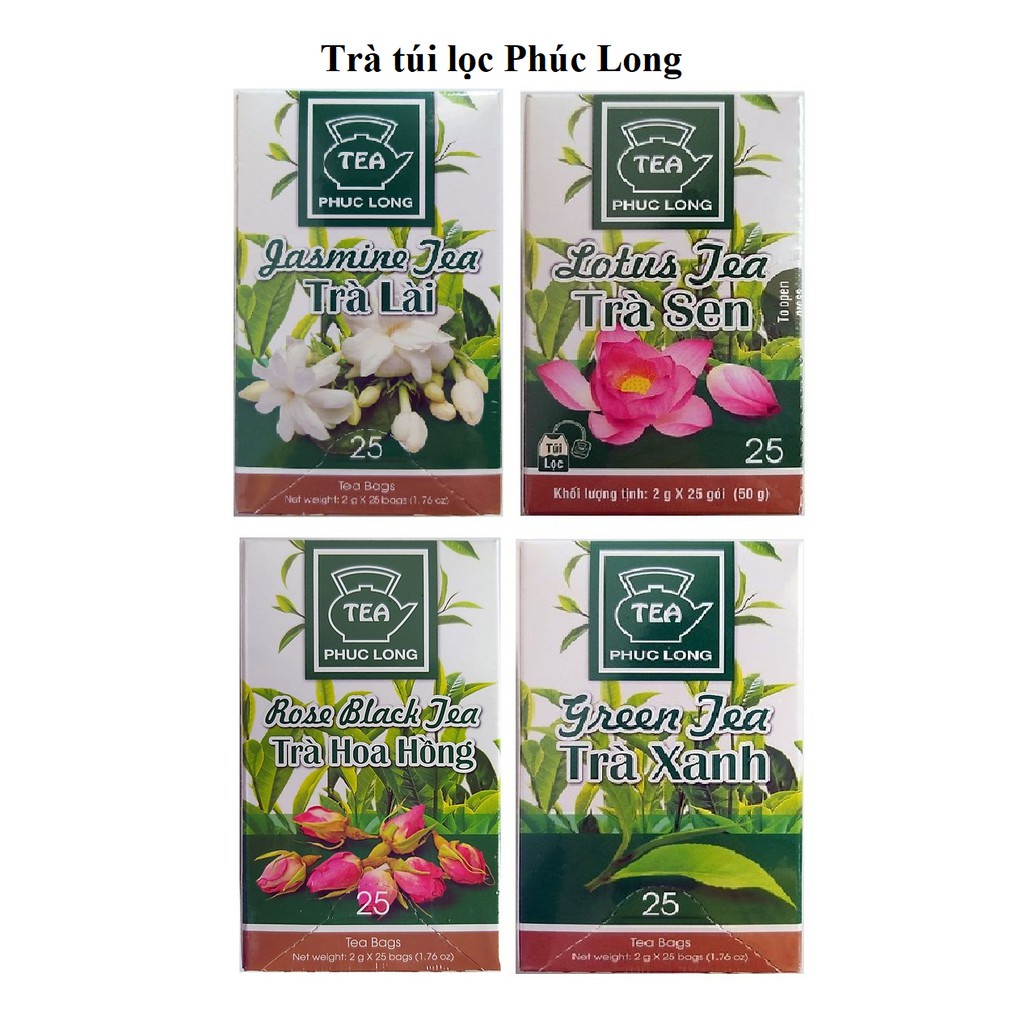 1 Thùng (20 hộp) Trà túi lọc Phúc Long hương đào / vải / olong / hoa hồng / hồng trà