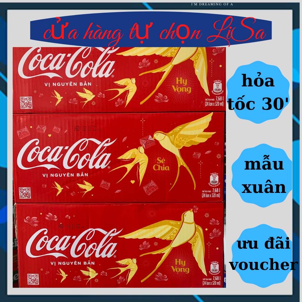 [HỎA TỐC] Thùng 24 lon Coca Cola vị nguyên bản lon cao 330ml