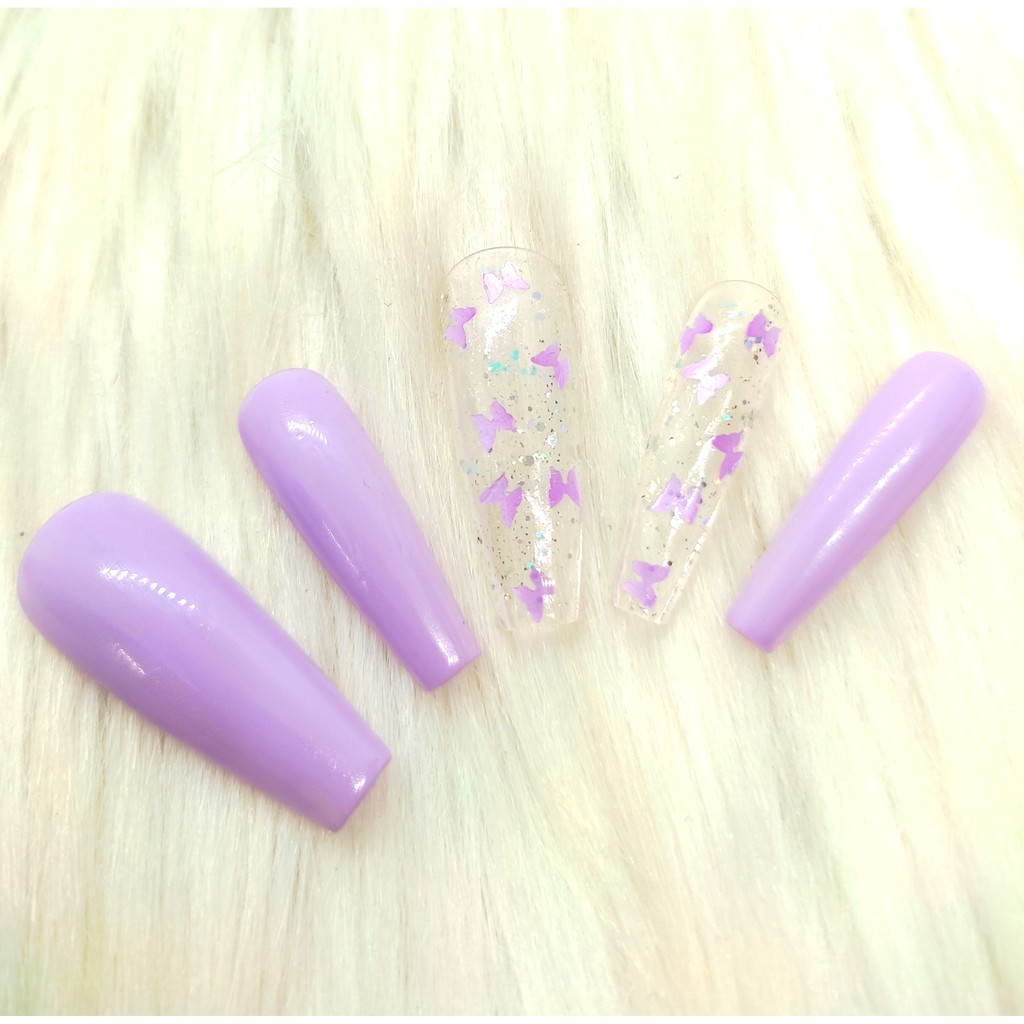 nailbox móng úp thiết kế bươm bướm  nhiều màu inbox đổi màu size shape đầy đủ phụ kiện CÓ NOW SHIP