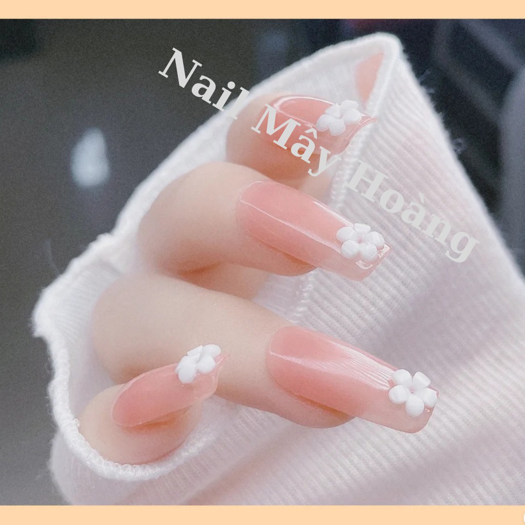 charm hoa nail gắn móng màu trắng mix size