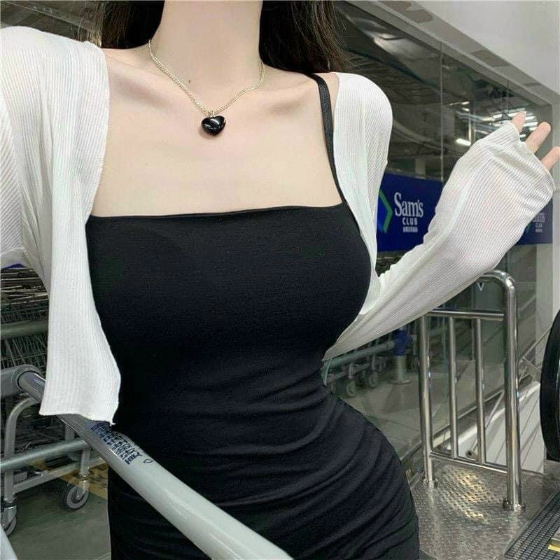 SÉT ĐẦM HAI DÂY DÁNG DÀI ĐUÔI CÁ KÈM ÁO KHOÁC SIÊU XINH
