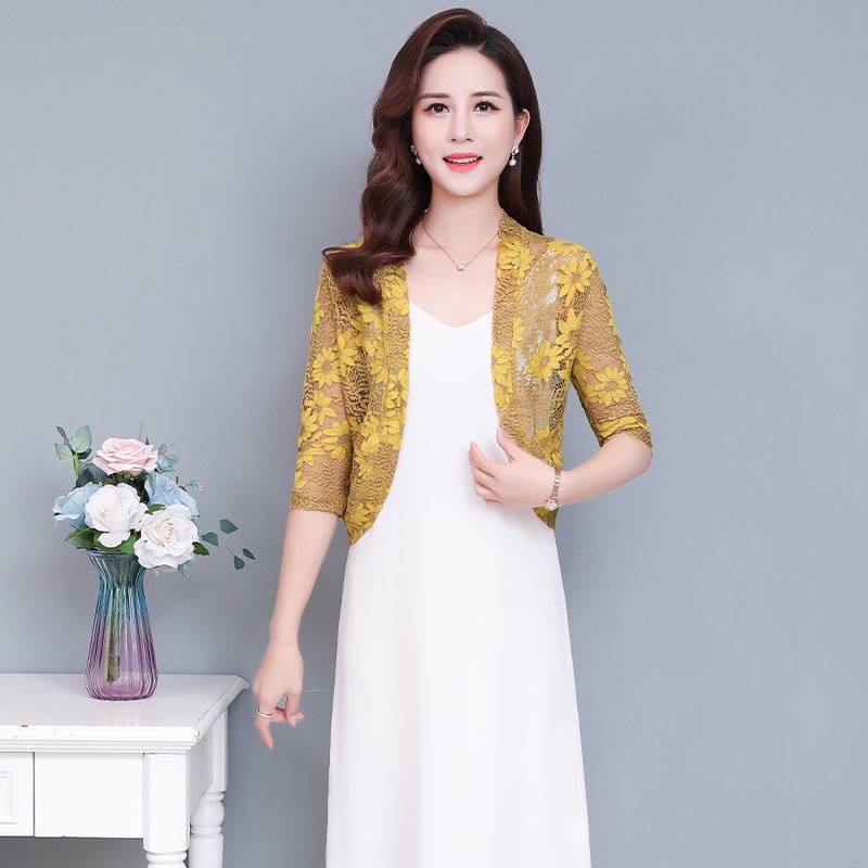 Áo Khoác Cardigan Tay Lỡ Phối Ren Lỗ Thời Trang Mới Cho Nữ