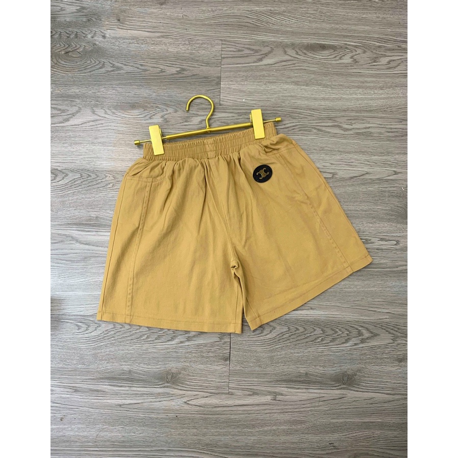 Quần đùi nữ kaki túi ngang chất KAKI cạp chun phong cách hàn quốc mác da loại 1 | BigBuy360 - bigbuy360.vn