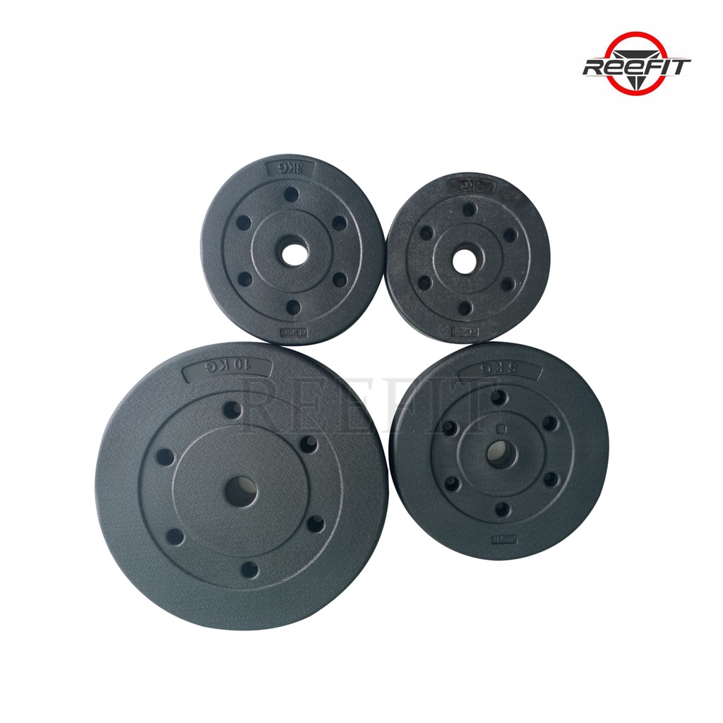 Bộ 2 vỏ tạ miếng tạ bánh nhựa đen Reefit 5kg không ruột