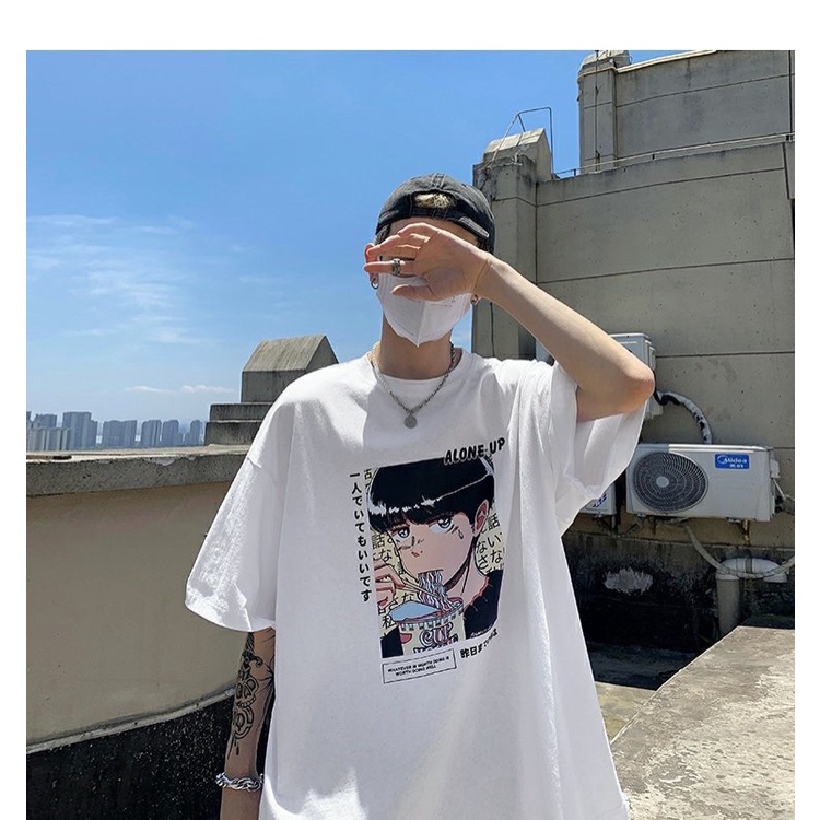 Áo phông nam nữ ,áo thun tay lỡ form rộng shopcossi chất cotton in hình chữ nhật