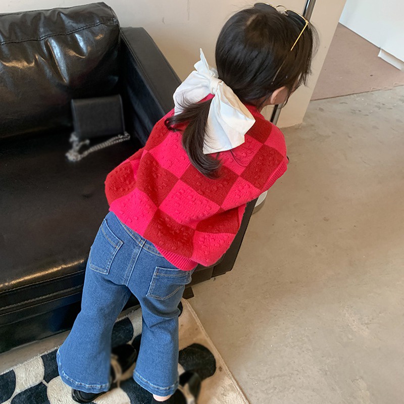 Quần Jeans Ống Loe Phong Cách Hàn Quốc Dễ Thương Cho Bé Gái