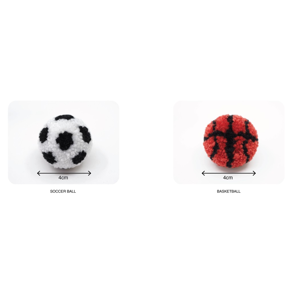 Pompom hình trái bóng - Bóng đá soccer - Bóng tennis - Bóng rổ basketball - Móc Khóa Handmade