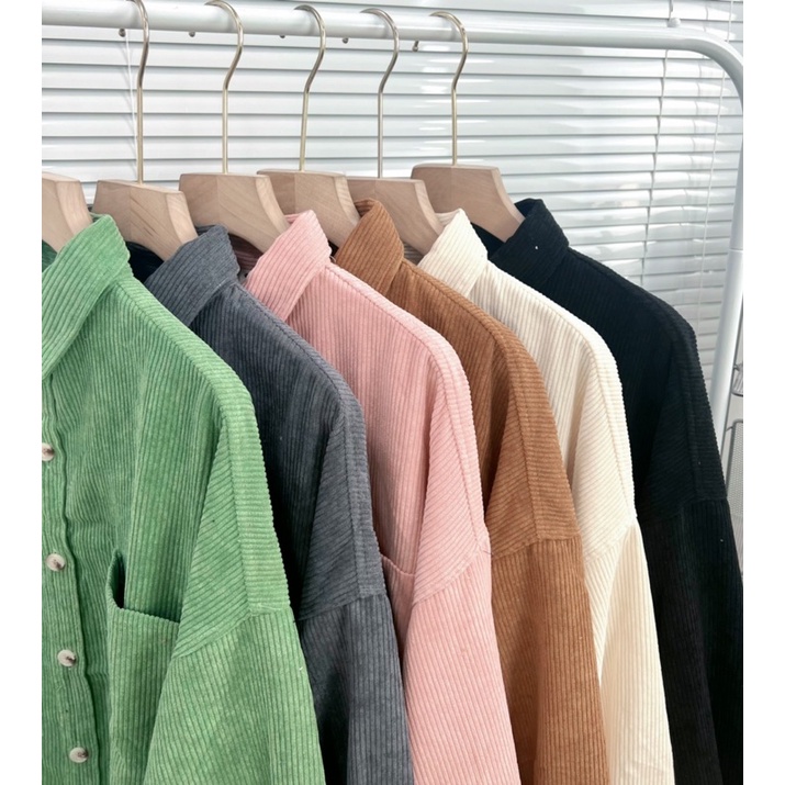 áo sơmi nhung gân 2T logo thêu túi unisex dành cho cả nam và nữ ( có sẵn)