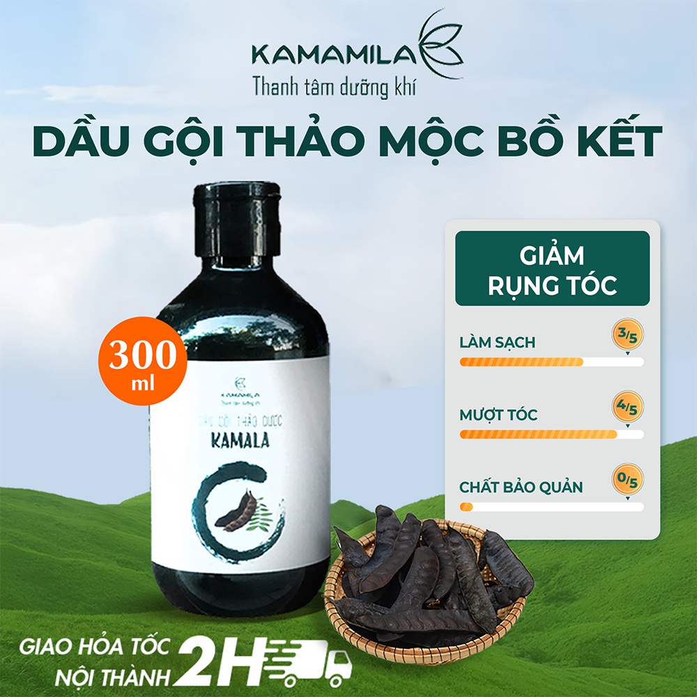 Dầu Gội Thảo Dược Bồ Kết Kamamila Dầu gội Dược Liệu Dưỡng Sinh Dưỡng Tóc Bóng Mượt, Ngăn Rụng Tóc - chai 300ml