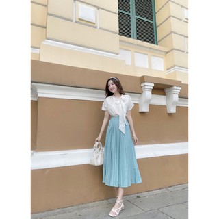 chân váy dập ly dài ( dây kéo hông )