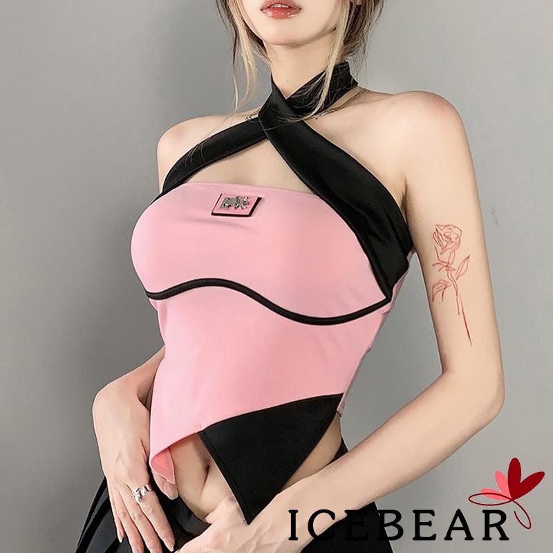 Áo Lửng Không Tay Hở Lưng Phối Màu Sắc Thời Trang Mùa Hè Cho Nữ