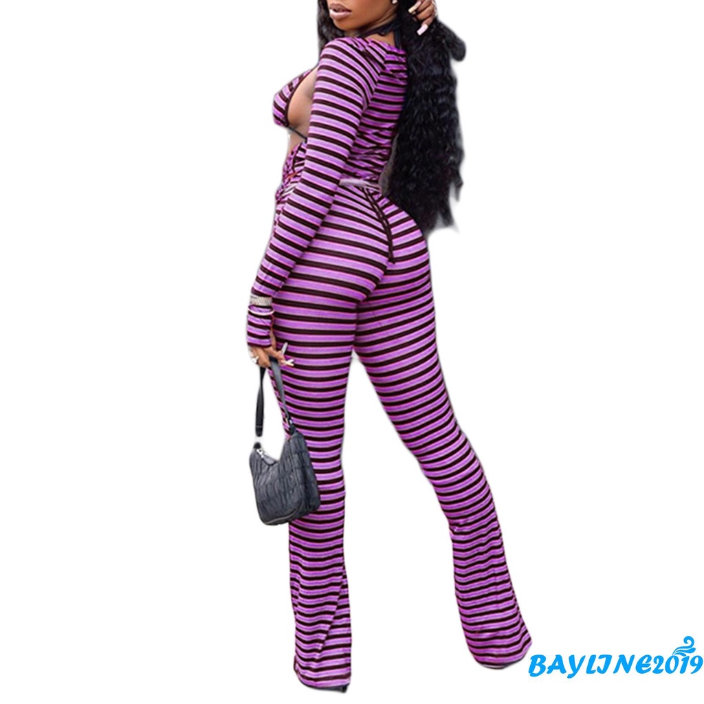 Quần dài nữ lưng cao kẻ sọc thời trang năng động