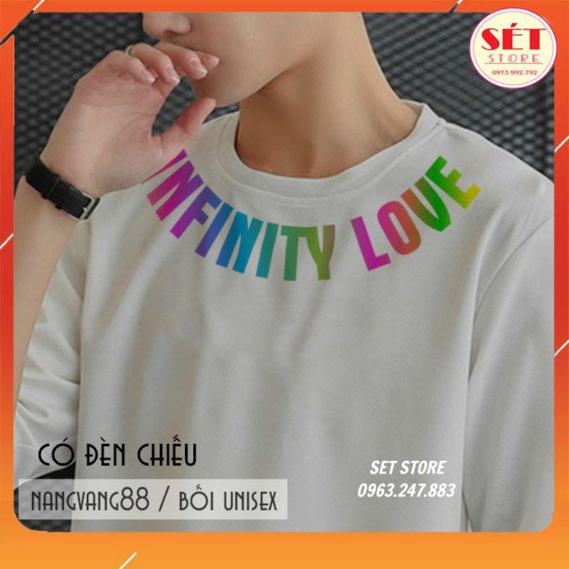 Áo thun in chữ INFINITY LOVE,áo phông nam nữ phản quang - 2 màu đen trắng 65kg đổ về