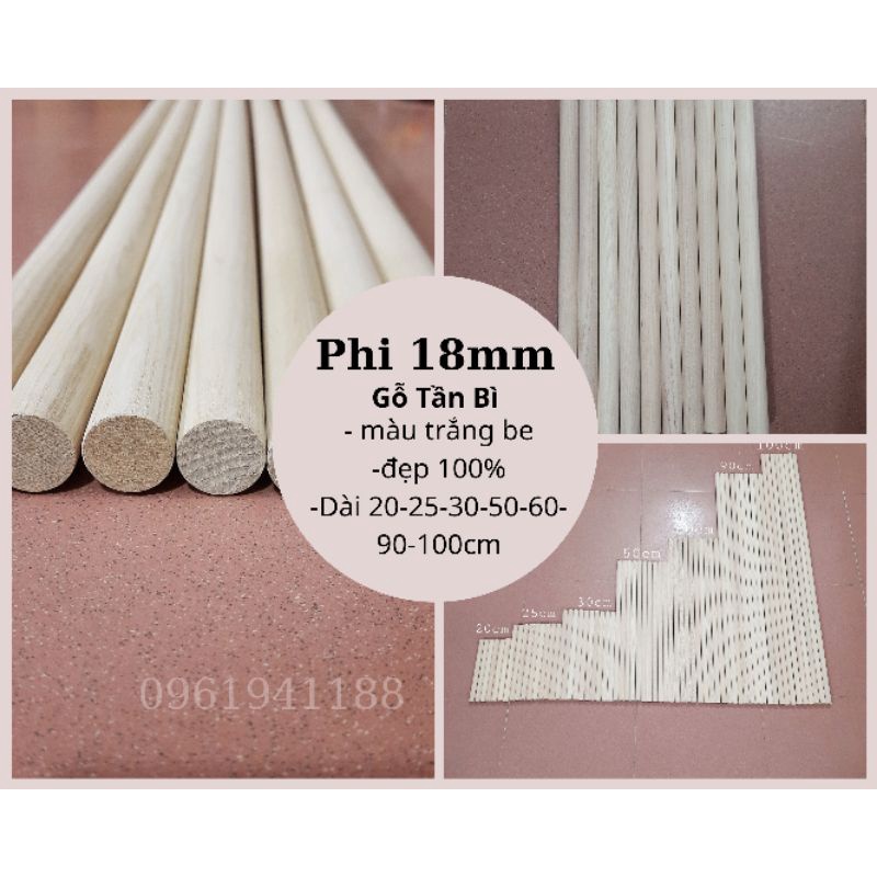 Thanh Gỗ Tròn Phi 18mm Gỗ Tần Bì