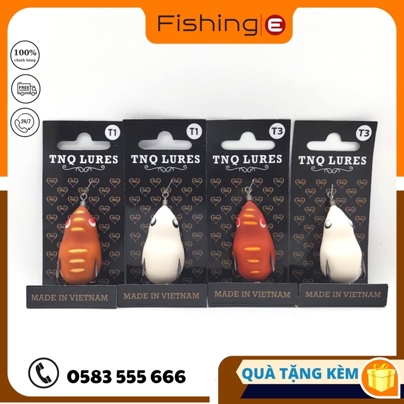 COMBO Mồi Lure Nhái Hơi TNQ (Toán Nhà Quê)-Tặng 5 khóa Snap không gỉ