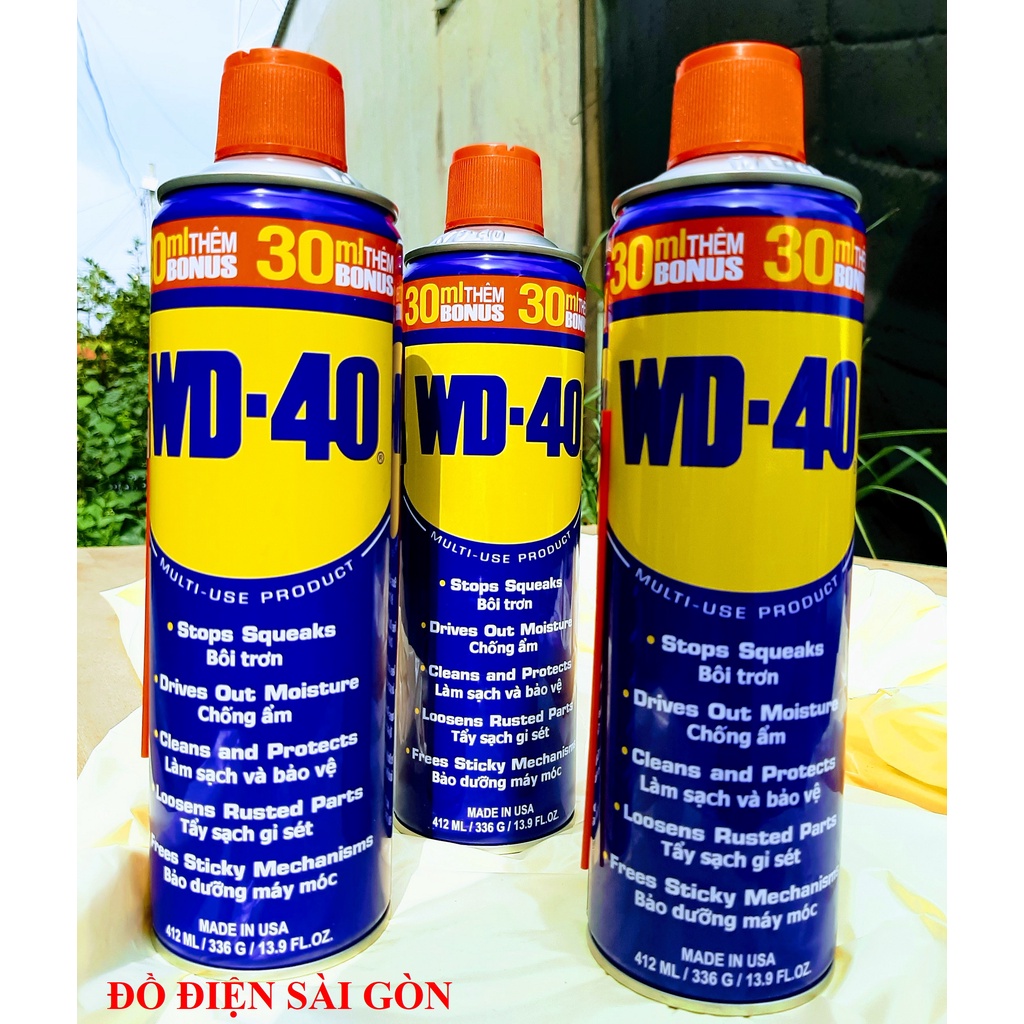 Combo 2 Chai Dầu Xịt WD40 ( 412ml ) Chống Rỉ Chống Ẩm Bôi Trơn Đa Năng Loại Lớn