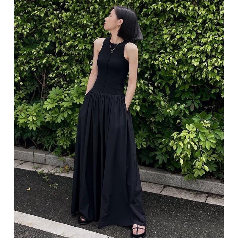 Đầm Maxi Đen Trắng Siêu Sang Chảnh