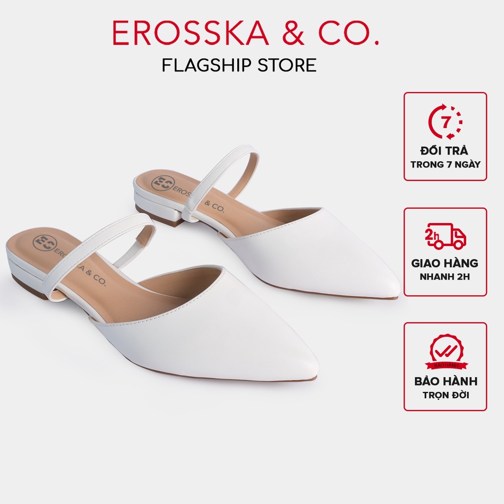 Erosska - Giày mũi nhọn gót bệt 1,5 cm màu trắng ver 2 - ELO19