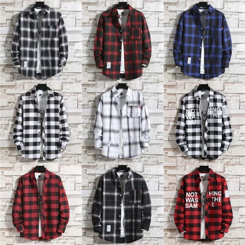 Plaid Shirt Men's long sleeve large size coat men's shirt