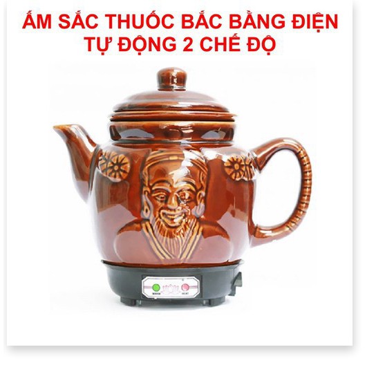 ẤM SẮC THUỐC BẮC BẰNG ĐIỆN 2 CHẾ DỘ NẤU TỰ NGẮT GỐM BÁT TRÀNG FULL COOK