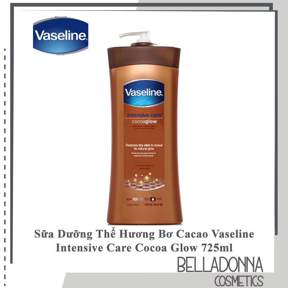 Sữa Dưỡng Thể Mềm Mịn Da Vaseline Intensive Care Cocoa Glow 725ml