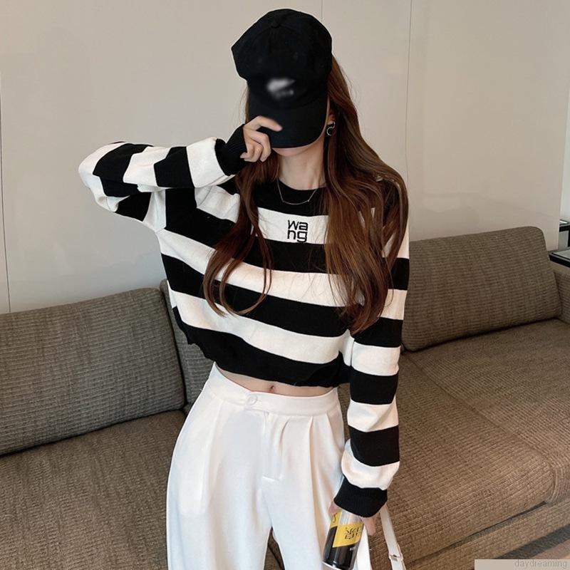Áo Len Croptop Dài Tay Dệt Kim Tay Dài Form Rộng Giả Nhiều Lớp Cá Tính Cho Nữ