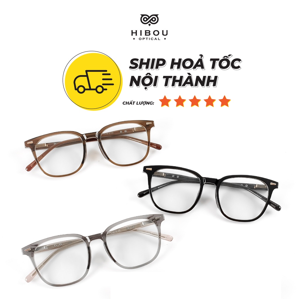 Gọng kính cận nam nữ dáng vuông bo góc Hibou K7157 siêu nhẹ cho mắt cận độ cao