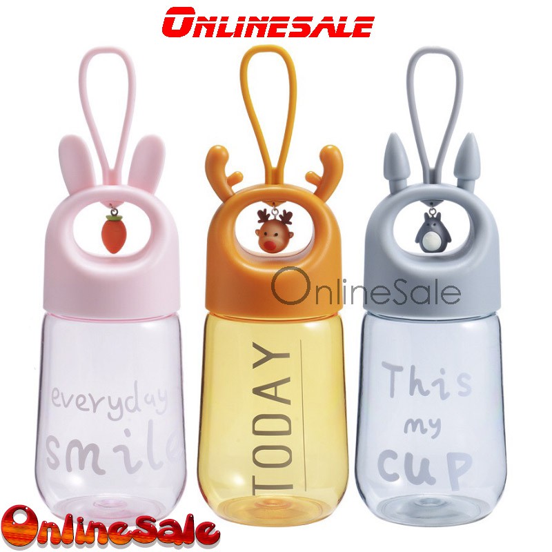 Hottrend Bình nước cute dễ thương cho bé đi học có tay cầm và hình thú 450ml