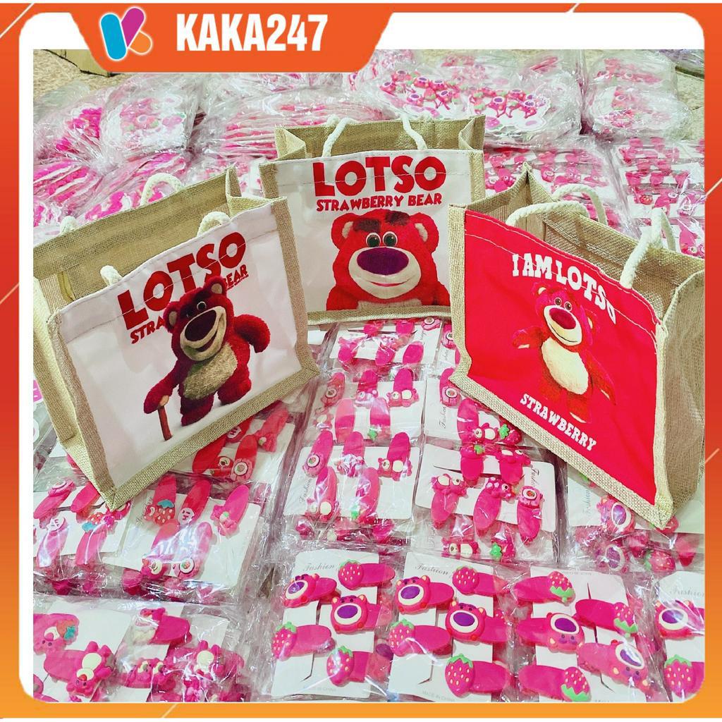 Combo 10 túi cói mini size 21 gấu dâu Lotso- khóa kéo