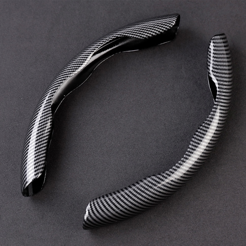1 Cặp Vỏ Bọc Vô Lăng 38cm Bằng Silicon Họa Tiết Sợi Carbon Màu Đen Chống Trượt Cho Xe Hơi