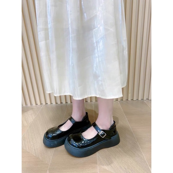 N42 Giày búp bê OXFORD búp bê Lolita ulzzang mũi tròn độn đế đen cao siu nữ tính giá rẻ