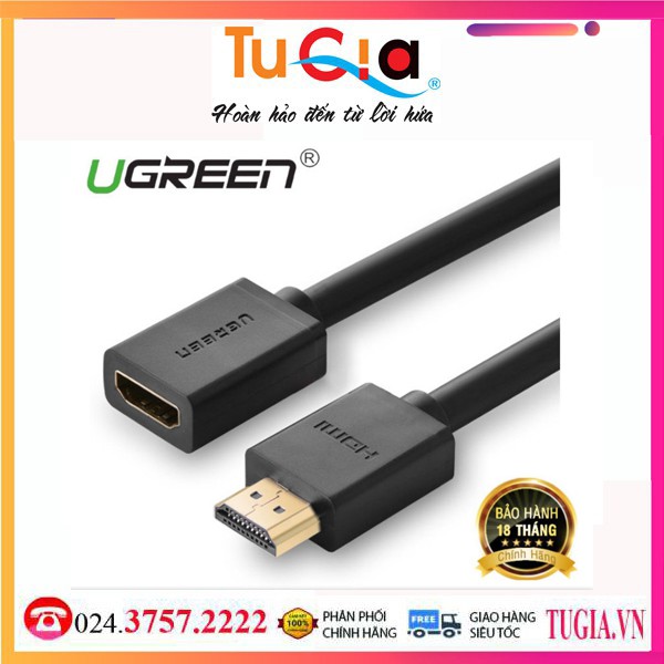 Dây nối dài HDMI 1.4 thuần đồng 19+1 Dài 1M UGREEN HD107 10141 - Hàng chính hãng