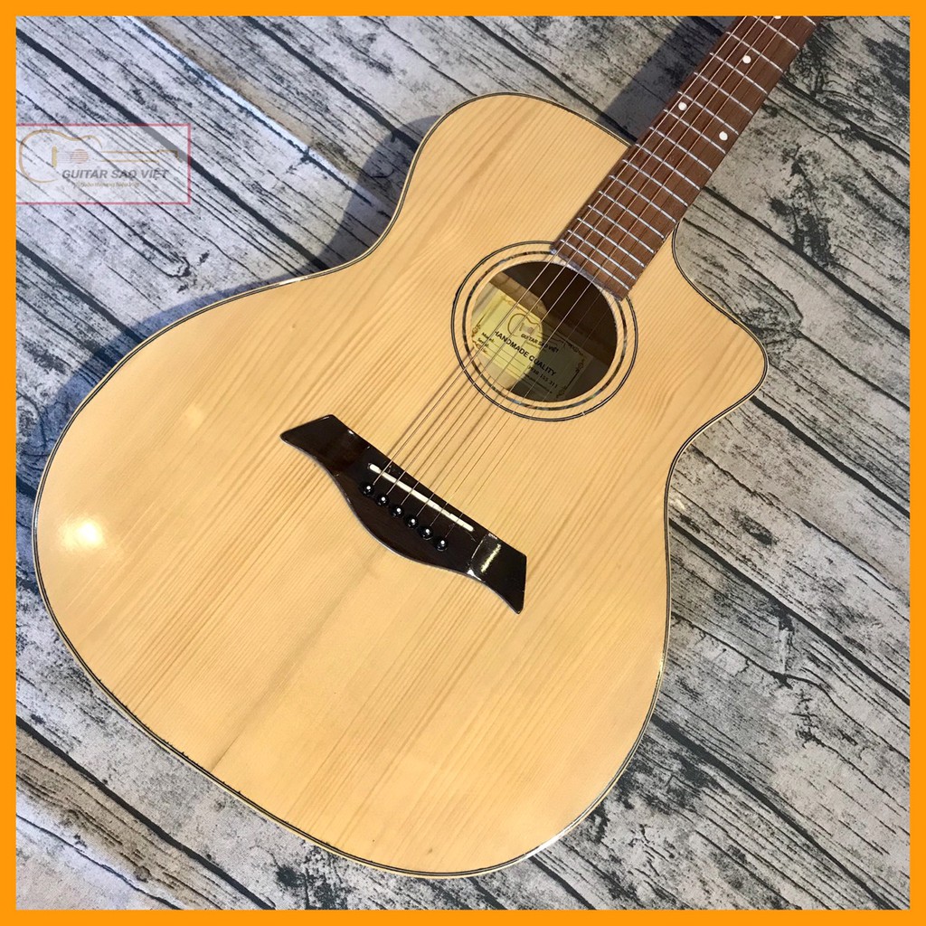 (NowShip) Đàn guitar acoustic giá rẻ có ty chỉnh cần Việt Nam mặt gỗ thông SV-01 (bảo hành 12 tháng)